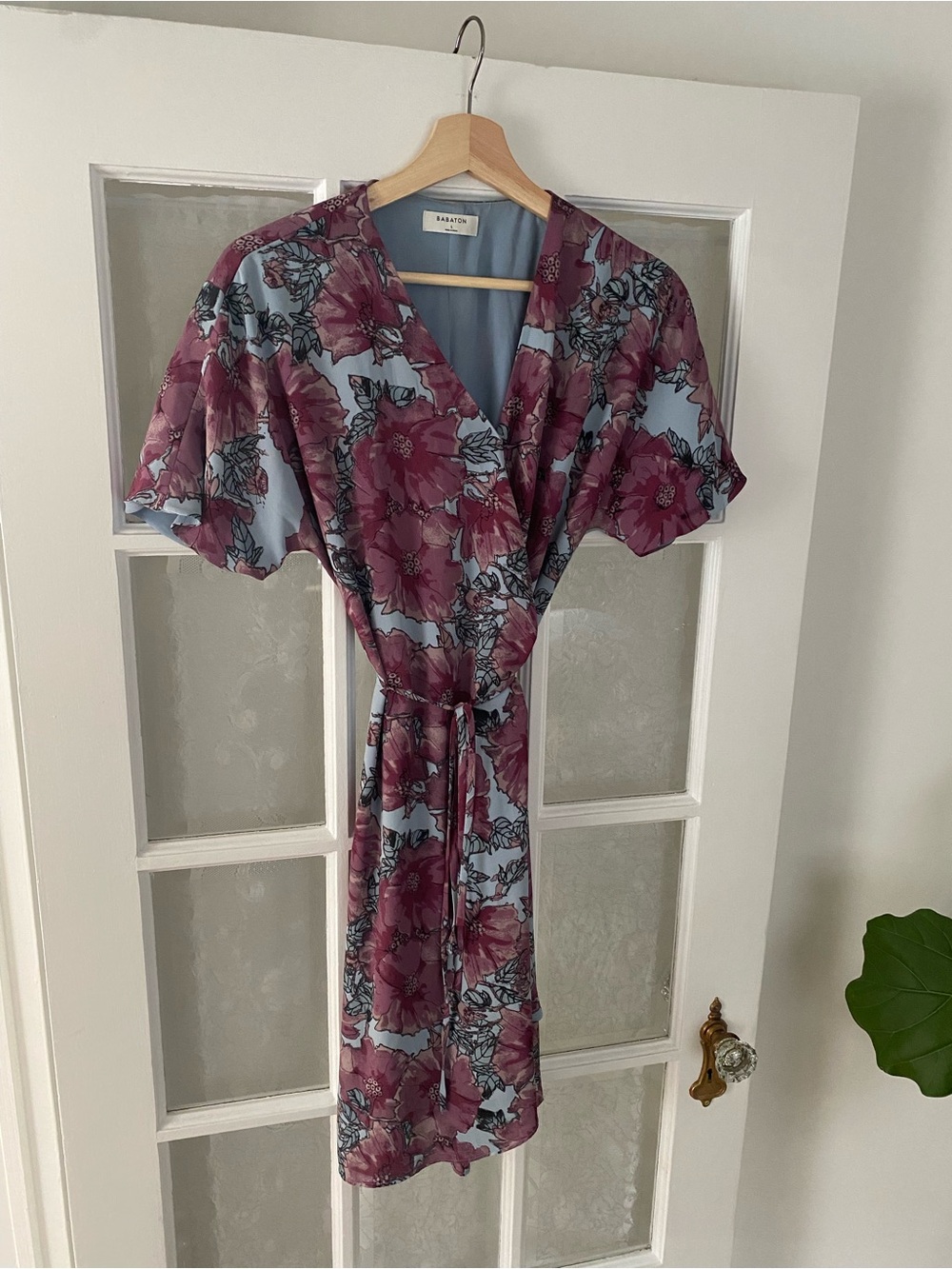 Babaton Blue and Mauve Floral Wrap Dress